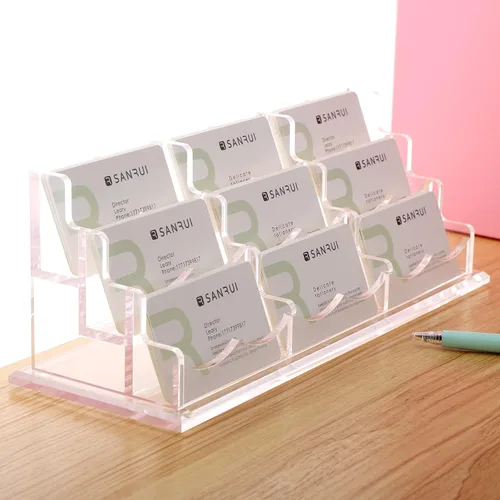 Vista 13 de SANRUI - Soporte para tarjetas de visita de acrílico para escritorio, soporte horizontal para tarjetas de presentación, soporte transparente