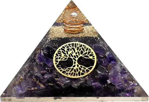 Vista 12 de Amazing Gemstone Pirámide de orgón de amatista para EMF y protección de energía negativa - Pirámide de cristal de amatista natural, Amatista