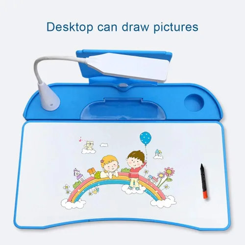 Vista 5 de LVYUAN Juego de escritorio y silla para niños, altura ajustable, lámpara Azul