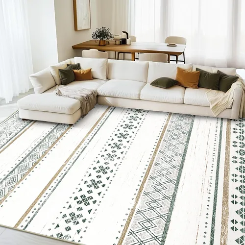 Vista 26 de BESTSWEETIE Alfombras de área de 2 x 3 pies para sala de estar, lavables, marroquíes, rústicas, geométricas neutrales, de pelo bajo