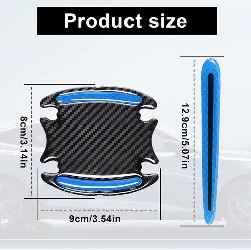 Vista 2 de 8 protectores 3D para manija de puerta de automóvil, calcomanías reflectantes a rayas antiarañazos, protector universal adecuado para automóviles