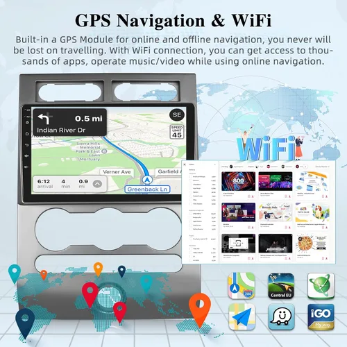 Vista 6 de [2+64G] NHOPEEW - Radio de coche para Ford Expedition 2007-2014 con Carplay inalámbrico y Android Auto – Pantalla táctil de 9 pulgadas Android 13