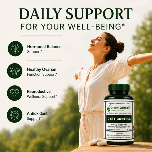 Vista 3 de Green Organic Supplements Quiste, quiste mamario, 90 VCaps, alta absorción, sin OMG, sin gluten (paquete de 1)