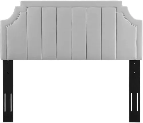 Vista 4 de Modway Alyona - Cabecera capitoné de terciopelo de alto rendimiento, color gris claro