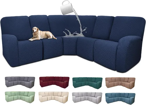 Vista 30 de Fundas de sofá reclinable seccional 100% impermeables para sofá reclinable en forma de L, funda de sofá modular de esquina en forma de L, fundas