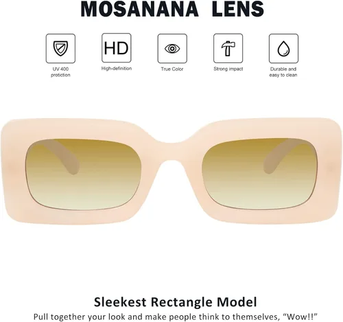 Vista 4 de mosanana Gafas de sol rectangulares de moda para mujeres y hombres, modelo Trimble