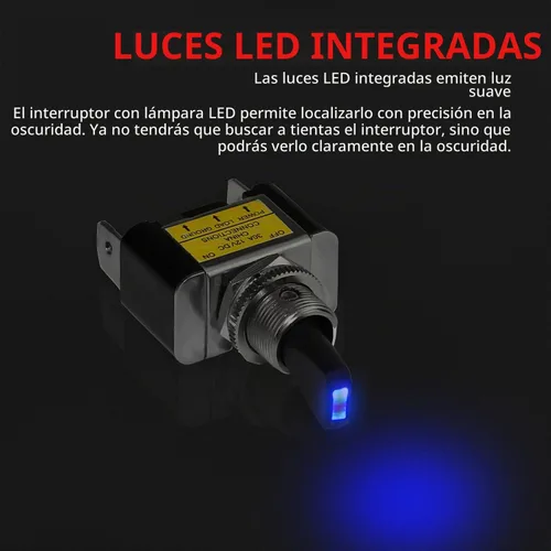 Vista 2 de DaierTek Interruptor de palanca con luz LED azul de 12 V, 30 amperios, 12 voltios, interruptor de palanca SPST ON Off 2 posiciones 3pin
