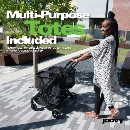 Vista 4 de Joovy Carrito de compras Boot X2 con capacidad de peso total de 122 libras, bolsas extraíbles dobles, neumáticos giratorios para una fácil