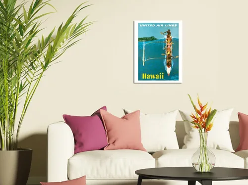 Vista 3 de Hawaii - United Air Lines - Póster de viaje de aerolínea vintage por Stan Galli c.1960 - Impresión artística maestra (sin marco) 6 x 9 pulgadas
