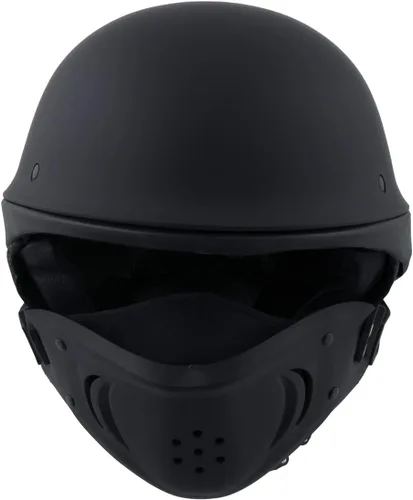 Vista 7 de Milwaukee Helmets MPH9830DOT Rascal 3/4 Open Face Flat Black 2 en 1 Casco de motocicleta Biker