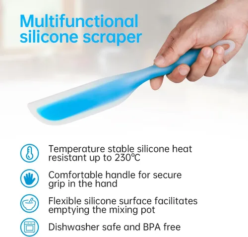 Vista 5 de Espátula de cocina flexible con forma de cuchillo de silicona antiadherente, utensilios de cocina con núcleo de nailon (azul)