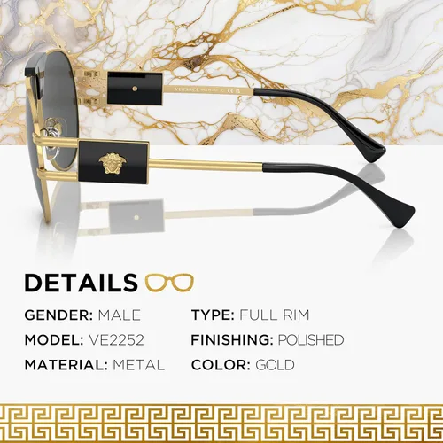 Vista 2 de Versace VE2252 MEDUSA PILOT Shape Gafas de sol con eSHADES Paquete de gafas de lujo