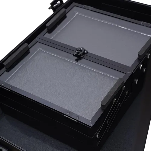 Vista 5 de Estuche de maquillaje con ruedas para cosméticos con 8 luces LED, 110.23 libras de altura ajustable, estuche de tren de maquillaje de 12 V, estuche