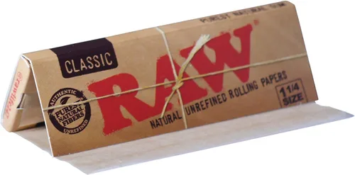 Vista 3 de Raw Unrefined Classic 1.25 1 1/4 Tamaño Cigarrillo Papel de liar Caja completa de 24