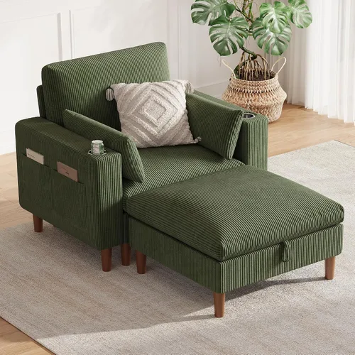Vista 14 de LINSY HOME Sofá modular modular de 110 pulgadas con almacenamiento, sofá nube de 3 asientos con 1 otomana móvil y 2 almohadas, sofás seccionales