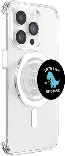 Vista 4 de Now I'm Unstoppable - Divertidos PopSockets de dinosaurio T-Rex MagSafe PopGrip para iPhone