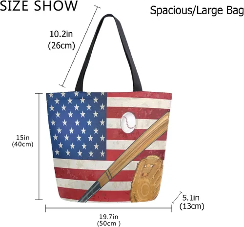 Vista 3 de ZzWwR Elegante bolsa de hombro extragrande con estampado para viajes a la playa, fin de semana, gimnasio, compras de comestibles.., Bandera