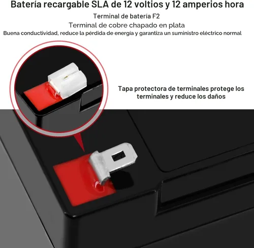 Vista 5 de Miady 12V 12Ah - Batería recargable de ácido de plomo sellada (paquete de 2)