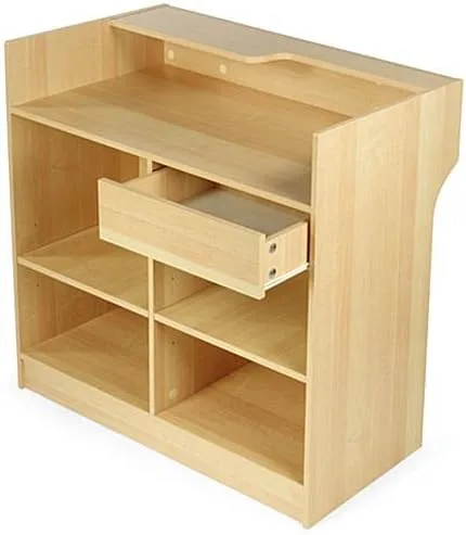 Vista 2 de Only Garment Racks Soporte de registro de melamina de arce independiente, con estantes ajustables, cajón extraíble y área de escritura de cheques