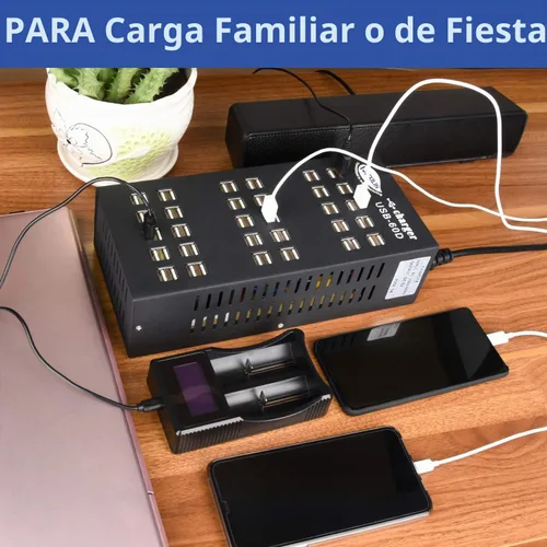Vista 6 de Estación de carga USB de 60 puertos con protección inteligente, organizador de estación de carga USB multipuerto para centros comerciales