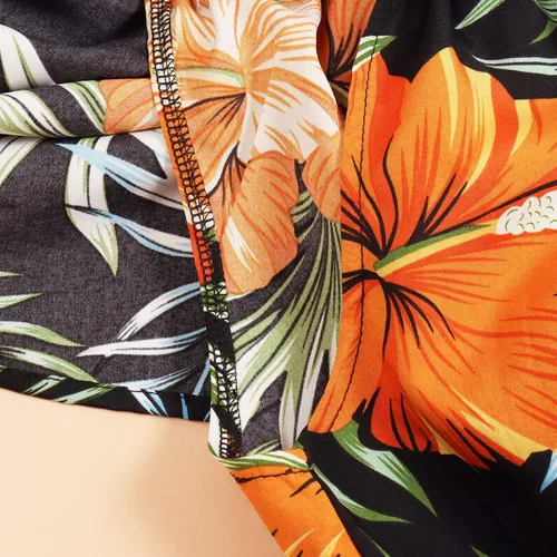 Vista 5 de AWIBMK Vestidos de mamá y yo bohemios, teñido anudado, vestido floral de verano, casual, playa, vacaciones hawaianas, para mamá e hija, trajes a