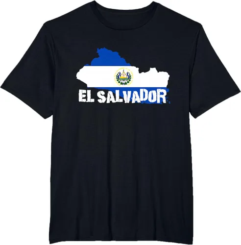 Vista 37 de Camiseta con la bandera de El Salvador, mapa de El Salvador, camiseta de Salvador para mujer, Negro