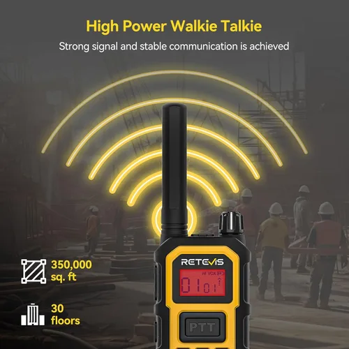 Vista 2 de Retevis RB48 Plus GMRS Walkie Talkies (paquete de 16) con auriculares