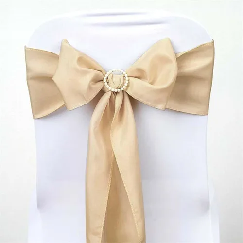 Vista 15 de Efavormart 5 piezas de fajas para sillas de poliéster color beige con lazos para decoración de sillas en bodas, eventos, suministros para decoración
