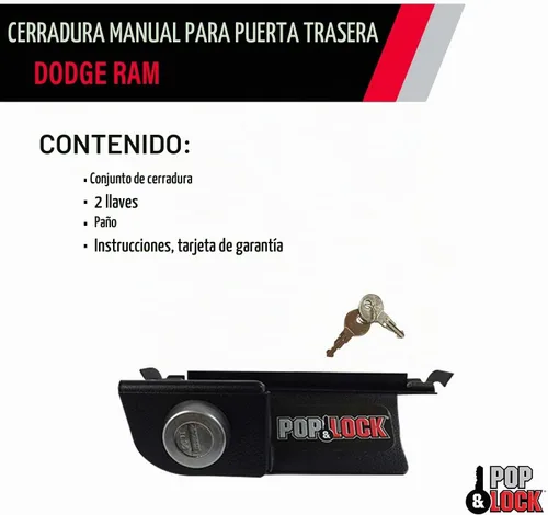 Vista 5 de Pop & Lock - Cerradura manual de puerta trasera para Dodge Ram, Negro
