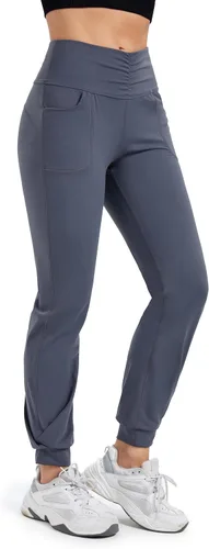 Vista 4 de Blaosn Pantalones deportivos fluidos para mujer con bolsillos, pantalones deportivos de yoga, entrenamiento, leggings casuales para descansar, ropa