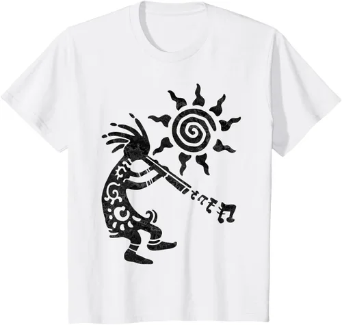 Vista 24 de Native American Kokopelli Musican With Flute 2 - Camiseta divertida para fanáticos, Blanco, S