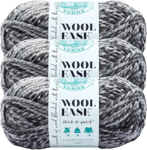 Vista 12 de Lion Brand Yarn - Ovillo de lana Wool-Ease Thick & Quick color fuerza aérea Super Bulky Wool Acrylic Blend Fiber for Soft Hats, Sweaters, Chunky