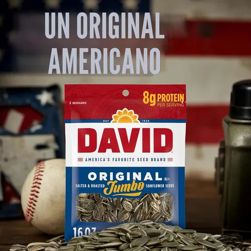 Vista 6 de DAVID Semillas de girasol Jumbo, sabor original, 16 oz.