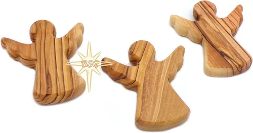 Vista 7 de Dacaret Factory Ángel de la guarda de madera de olivo, cabe en la mano y el bolsillo Reduce el estrés y la ansiedad Ángel de palma Figuras