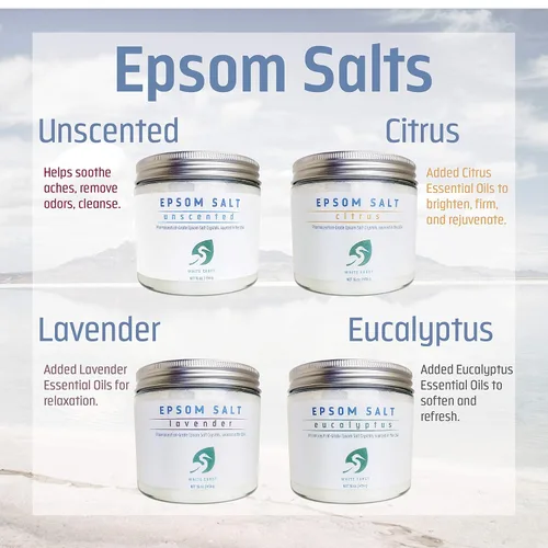 Vista 5 de White Egret Sal de Epsom de baño de grado farmacéutico, 30 onzas