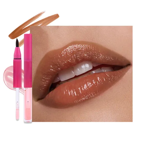 Vista 10 de evpct Lápiz labial líquido mate malva con aceite de labios, acabado brillante, lápiz labial 2 en 1, resistente al agua de larga duración