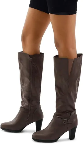 Vista 4 de mysoft Women's Knee High Boots Chunky Heel Boots with Zipper