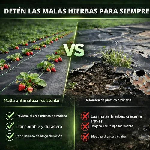 Vista 4 de Tela de paisaje resistente de barrera de malezas, cubierta de suelo geotextil tejida, alfombrilla de control de malezas prémium para camas
