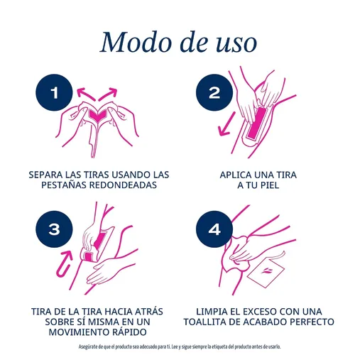 Vista 6 de VEET Tiras de cera de azúcar para depilación corporal de mujer, kit de depilación de bikini, púbico, dermatológicamente probado para áreas