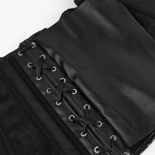 Vista 5 de Kranchungel - Corsé de cuero estilo steampunk para mujer Corsés góticos de cuero sintético para Halloween, disfraz, sesión de fotos para amantes