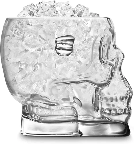 Vista 3 de Final Touch BrainFreeze Cubo de hielo de cristal con diseño de calavera
