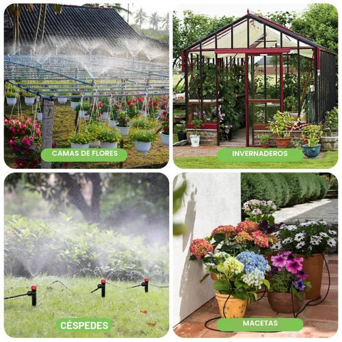 Vista 7 de Sistema de riego por goteo de 230 pies para jardín con 40 boquillas y emisores, sistema de riego de jardín con tubo de 1/2" y 1/4" y accesorios