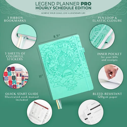 Vista 2 de Legend Planner PRO horario semanal y diario - Organizador con franjas horarias. Diario de citas y agenda para trabajo y vida personal, A4