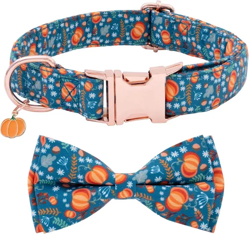 Vista 11 de Collar de perro con moño de Halloween de Faygarsle para otoño, collar elegante y bonito para perros pequeños, medianos y grandes, collar de algodón