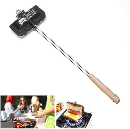 Vista 7 de Sandwichera caliente, sartén para hornear sándwich de doble cara, sartén de doble cara para desayuno, tostadora de perros calientes, máquina