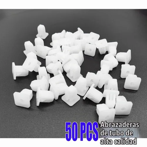 Vista 4 de 50 piezas de clips de retención de parachoques de coche, remaches de plástico cuadrados blancos para forro de guardabarros, clips de parachoques