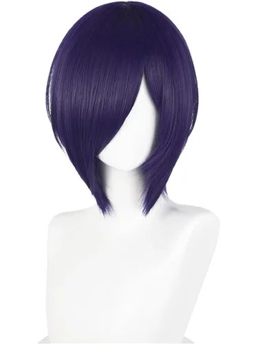 Vista 34 de Peluca corta y recta de anime para cosplay de anime de 14 pulgadas, peluca