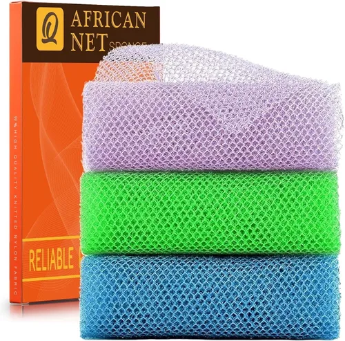 Vista 22 de UJFQBH African Net Sponge Authenti, exfoliante corporal para espalda y zonas de difícil acceso, exfoliante diario suave para limpieza profunda Gris
