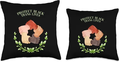 Vista 3 de LGBT Equal Rights Black Pride African American Protect Black Trans Lives LGBTQ Human Rights Pride Freedom Throw Pillow, 16x16, Multicolor