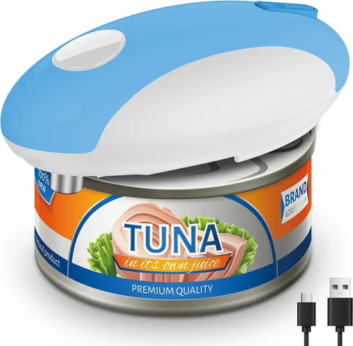 Vista 9 de Abrelatas eléctrico recargable por USB - Funciona con batería, operación automática de un toque, soporte magnético para tapa y corte de borde suave